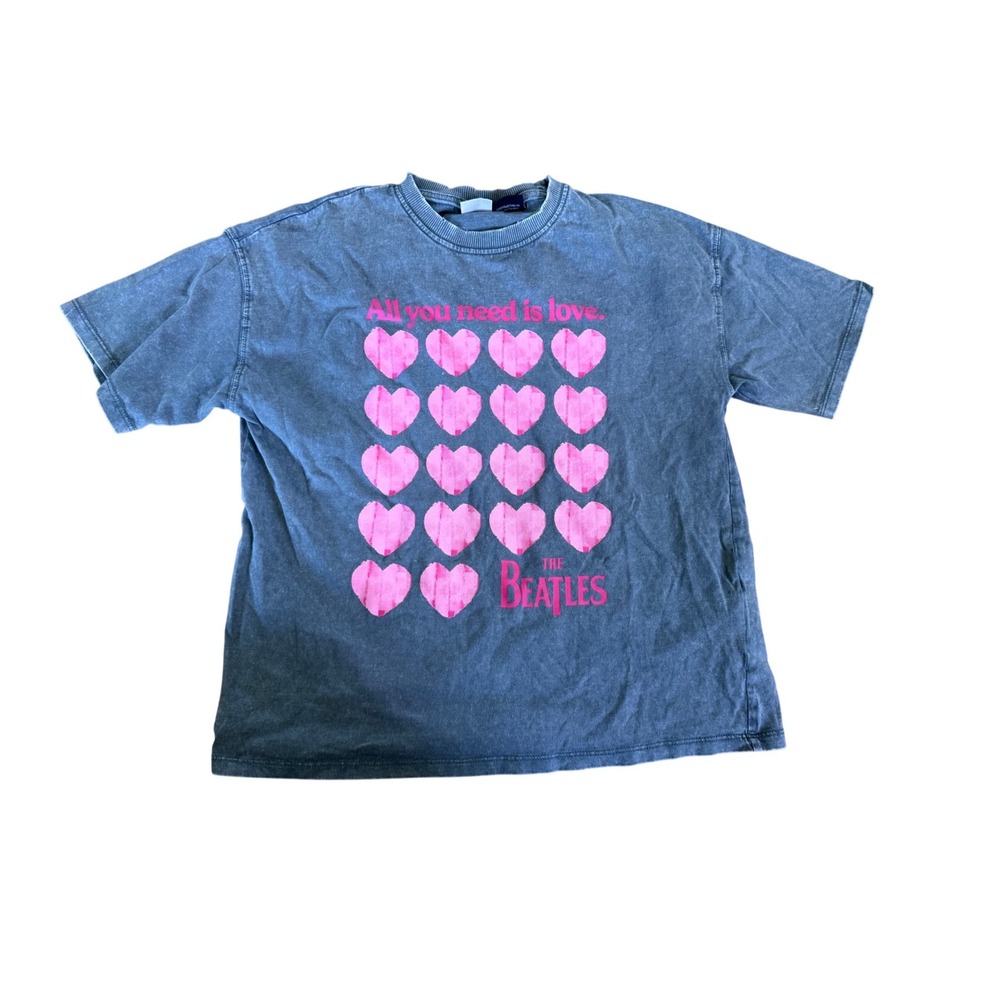 Zara girls the Beatles pink hearts graphic t-shirt‎